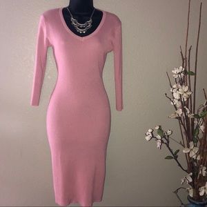 crepe/ rose colored midi dress w/ open back 😍